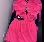 Sexy Hot Pink Sheer Ruffle Romper- NWT Sz Medium — photo 3