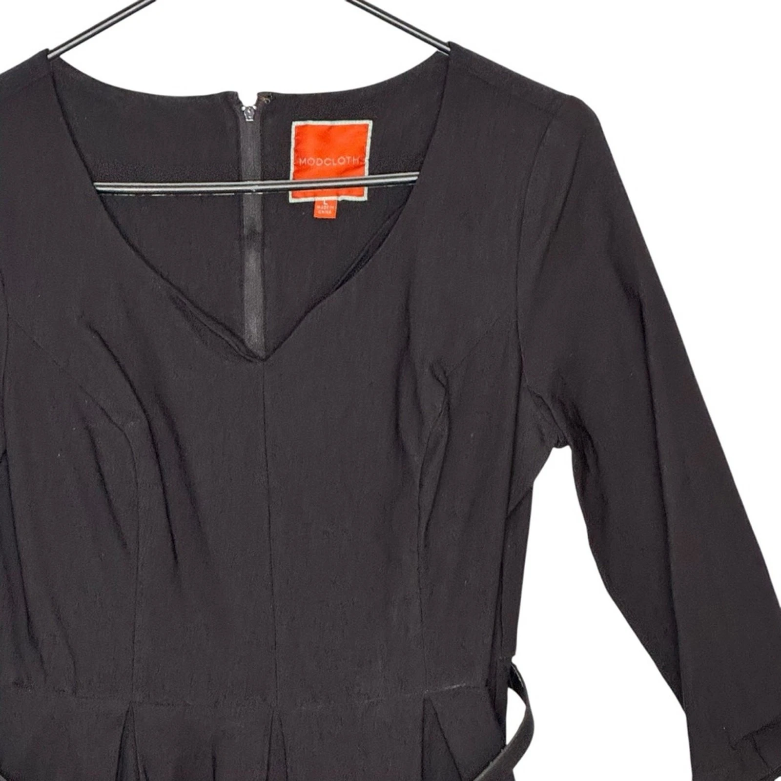 UNDERCOVER Abito svasato ModCloth grande nero rayon nylon span "Sartorial Secret" con cintura aderente