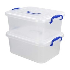 8 Liter Clear Plastic Storage Bins, 2 Packs Storage Boxes with Lids