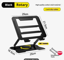 360  Rotating Adjustable Foldable Anti-Slip Laptop Stand, Carbon Steel Black