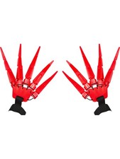 Pair Of Adult's Red Articulating Finger Gloves Costume Accessory