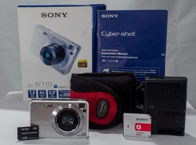 Sony  Cybershot DSC-W110 7.2MP CCD SENSOR .  Tested + Charger + Instructions