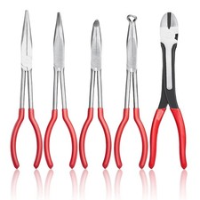 5-Piece Needle Nose Pliers, 11 in Long Needle Nose Pliers Set, Diagonal Cutting