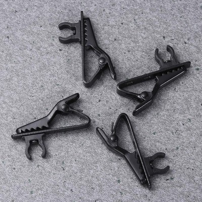 10Pcs Reusable Black Lapel Microphone Clip Durable Iron Mini Mic Clip