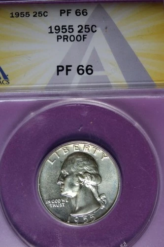 1955 ANACS 25C PF66 PROOF WASHINGTON QUARTER #B51436