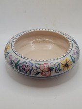 Vintage Poole Pottery England Hand Painted Floral Bowl Signed Base