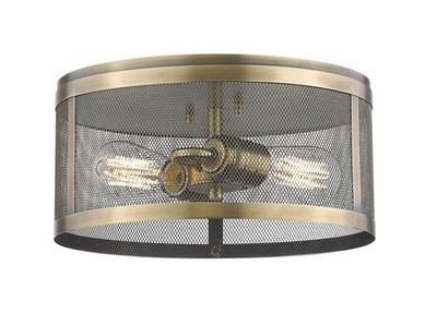 Z-Lite 331F12 Meshsmith 2 Light 12-1/8''W Flush Mount Drum Ceiling - Brass