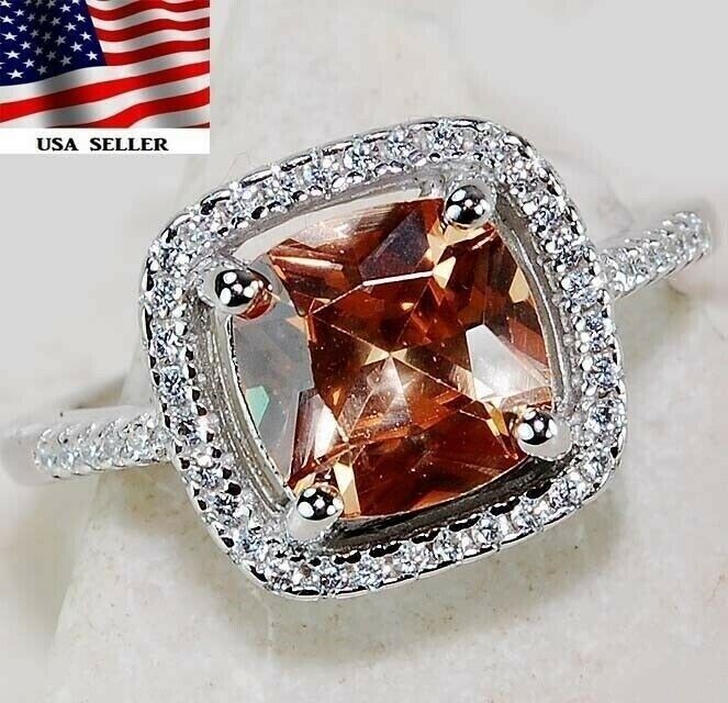 3CT  Padparadscha 925 Sterling Silver Ring Sz 6 U4-5