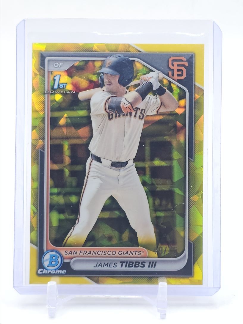 JAMES TIBBS III 2024 BOWMAN CHROME DRAFT 1ST SAPPHIRE YELLOW /75 Q2283