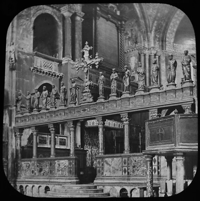 ANTIKE magische Laterne Dia STABSCHIRM ST MARKEN VENEDIG UM 1890 ALTES FOTO ITALIEN