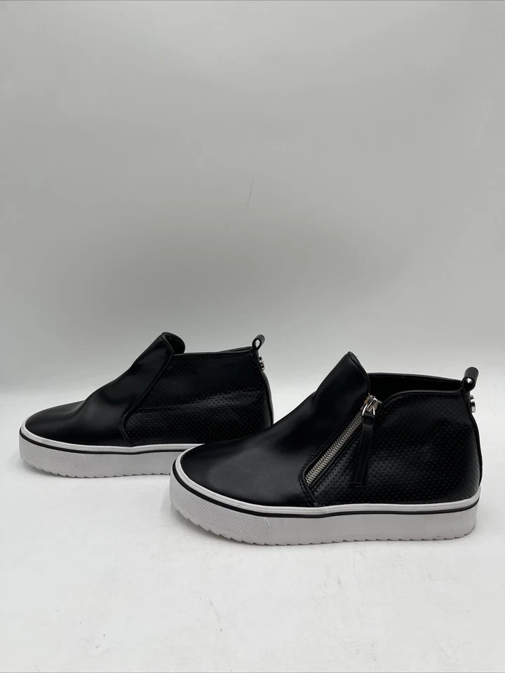 Steve Madden JGATE черный кожаный стороне молнии высоты верхний кроссовок детский размер 2 М - Изображение 3 из 4