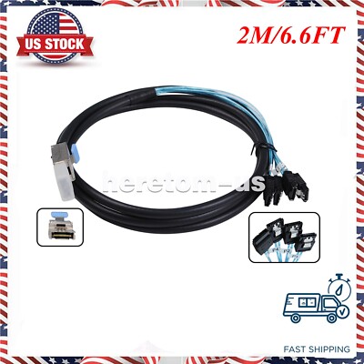 Internal Mini SAS 26Pin SFF-8088 Male to 4 SATA 7Pin Female HDD Adapter Cable 2M