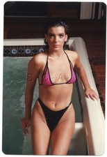 Semi Nude Color Real Photo- Indoor Hot Tub- Jacuzzi- French Cut String Bikini #1