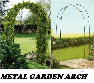 Metal Garden Arch 2.4m Heavy Duty Strong Tubular Rose Climbing Plants Archway
