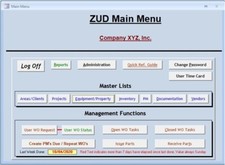 ZUD, MS Access CMMS app for Maintaining Equip, Inventory ,PM/Repair Work Orders