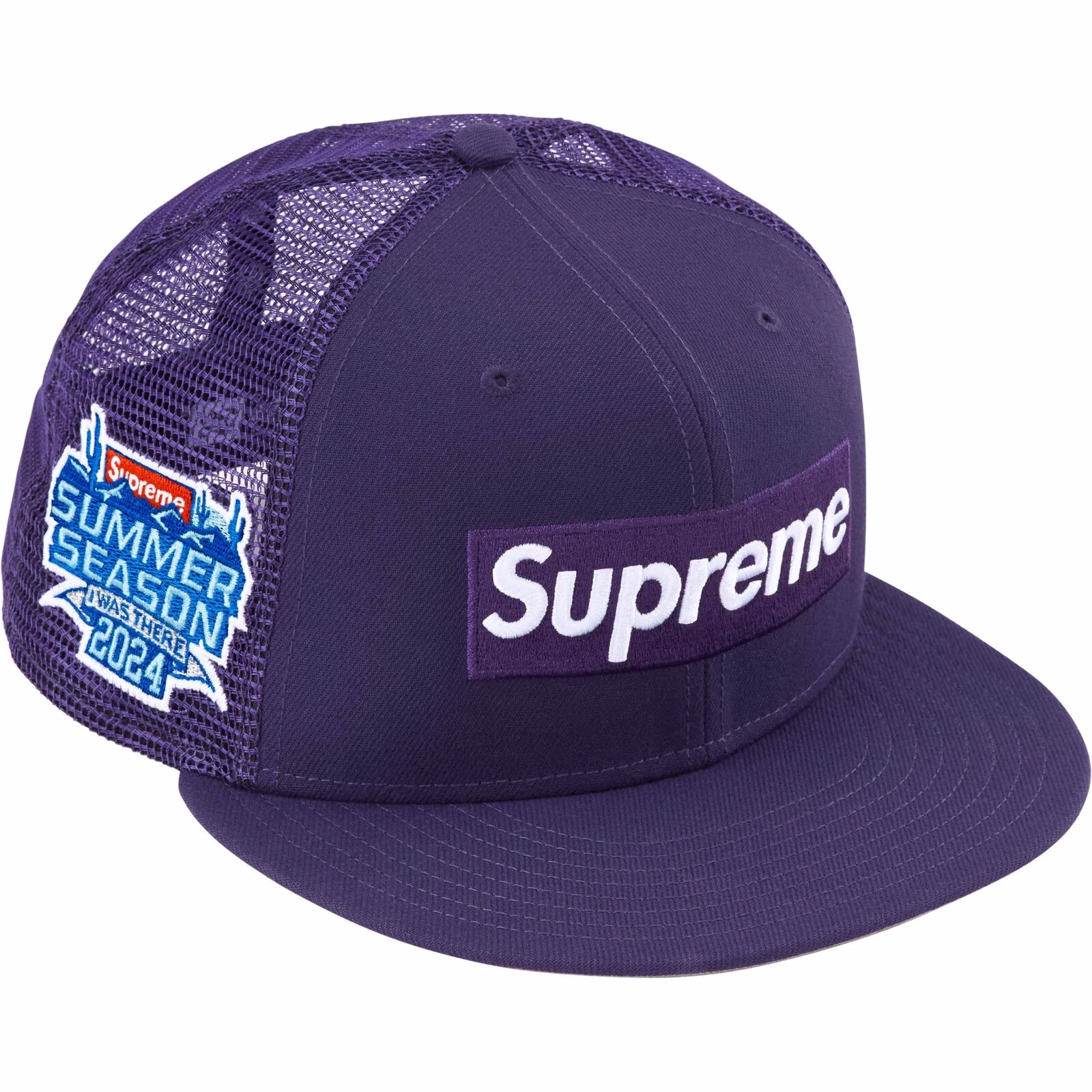 Casquette violette Supreme Box logo maille dos nouvelle époque (taille 8)
