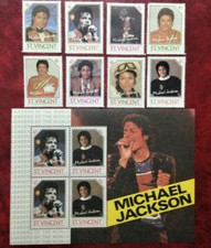 MICHAEL JACKSON - 8 Stamps & 1 Souvenir Sheet, 1985