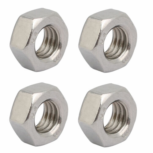 4pcs M8 x 1.25mm Pitch Metric Thread 201 Stainless Steel Left Hand Hex Nuts - Afbeelding 1 van 3