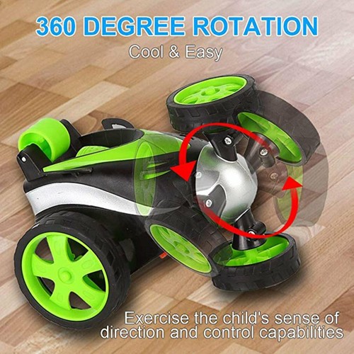 Wireless Remote Control Flip Wheels Stunt Toy Car Green New - Picture 6 of 9