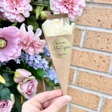 Biodegradable Personalised White Confetti CONES + Dried Petal Wedding CONFETTI