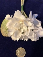 Vintage Millinery Flower 1" Lot of 6 for Hat Wedding or Hair Soft White NE6