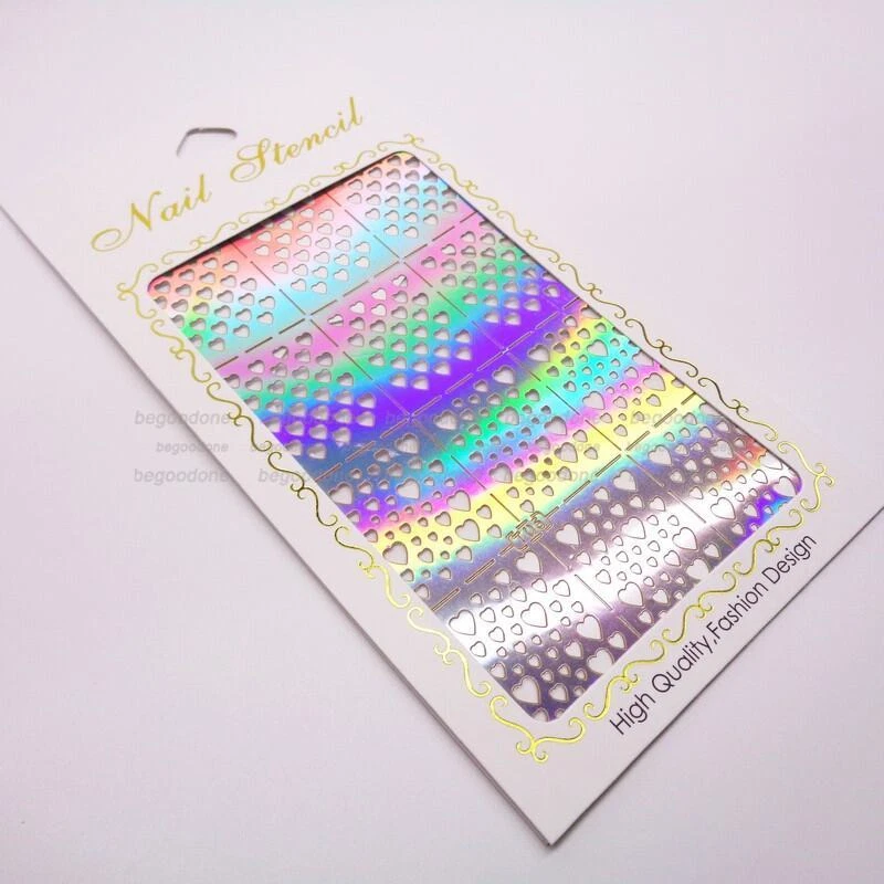 Nail Art Vinyl Stencil Guide Decal Manicure Tip Stamping Tool Love Heart Style - Image 3 of 4