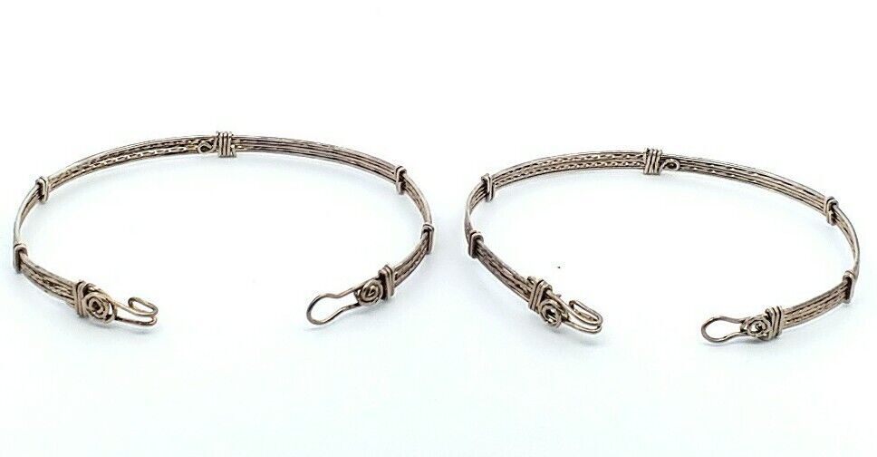925 Sterling Silver Wire Pattern Bangle Bracelet … - image 4
