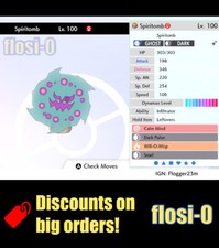 6IV Ultra Shiny Spiritomb Pokemon Sword and Shield (Square Shiny)