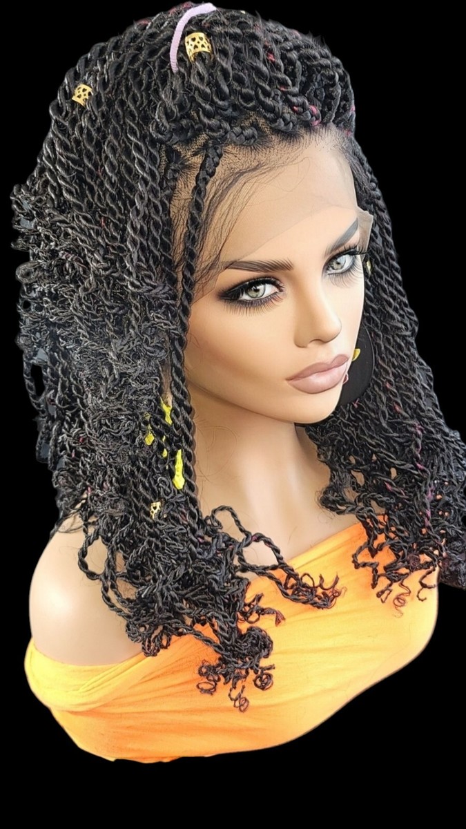 Handmade Braided braided wig Jet Black Kinky twists wig 360 Lace Closure. NWT The Effortless Romance – Jet Black Kinky Twist Wig  main image 2