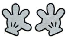 Mickey Mouse Disney's Hands White Gloves Iron On Patch Set of 2