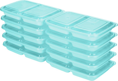 Goodcook Meal Prep Rectangle Snack Containers, 10 Pack, Light Blue, Bpa-Free, Re