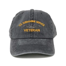 US Submarine service veteran embroidered black baseball cap hat