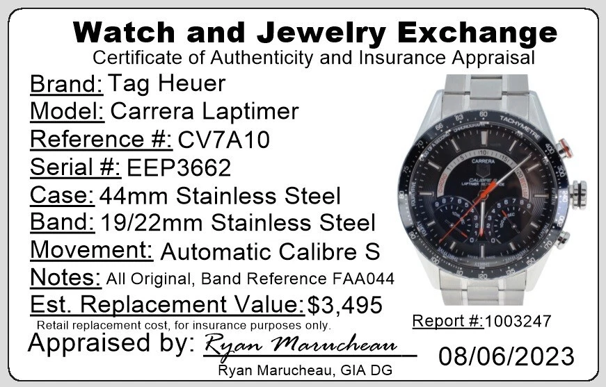 Tag heuer carrera shop calibre s laptimer price