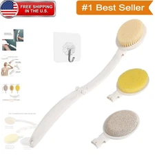 Ergonomic 3-in-1 Shower Brush for Men & Women - Includes Sponge & Pumice