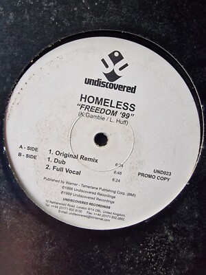 Freedom 99 - Homeless 12'' Single Vinyl Record (UK, 1999, House)