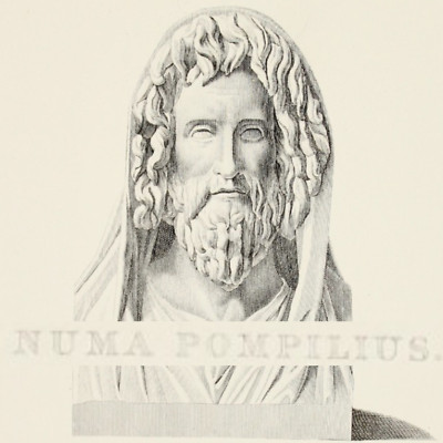 ANCIENT ROME PRINT STEEL ENGRAVING 1884 NUMA POMPILIUS LEGENDARY ROMAN 2ND KING