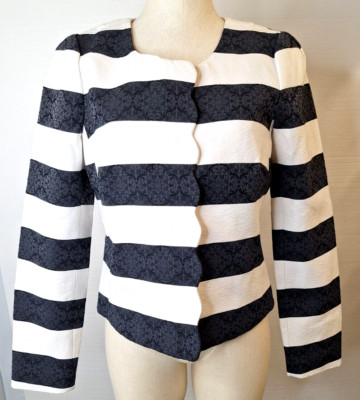 Banana Republic Women's Black/White Size 8  Zipper Front Dressy Jacket NWT
