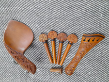 New Best Carved Violin Parts -Tailpiece/Pegs/Chinrest 4/4 size in Boxwood