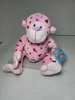 Webkinz Ganz Love Monkey Plush 10'' Pink Hearts Stuffed Animal NWT With Code