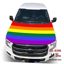 Rainbow Hood Cover Flag - 63x51 IN Funny Pride Decorations Hood Cover Flag for