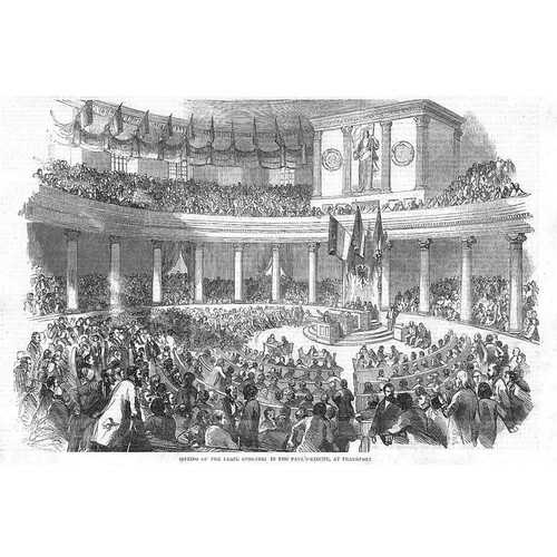FRANKFURT Sitting of the Peace Conference in the Pauls Kirche-Antique Print 1850