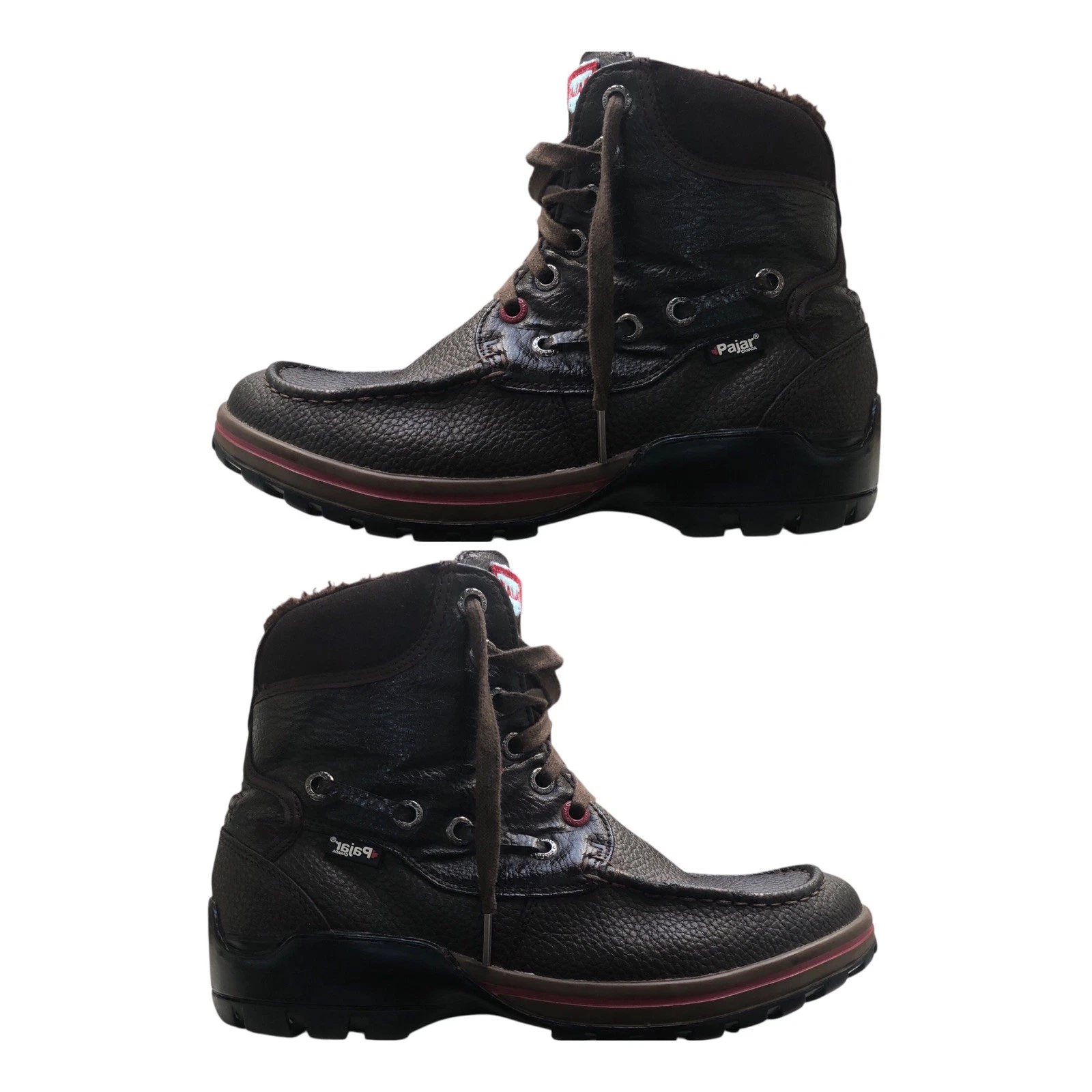PAJAR BOLLE BOOTS - Men Waterproof Snow Boots Brown Leather Pleather Size 9-9.5