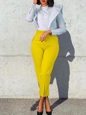 High Waist Slim Fit Casual Trousers Skinny Full Length Solid
