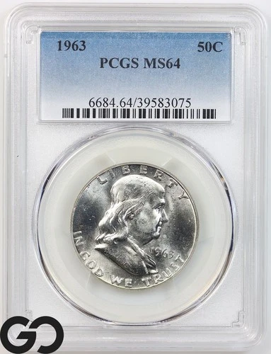 1963 Franklin Half Dollar PCGS MS 64 ** White!