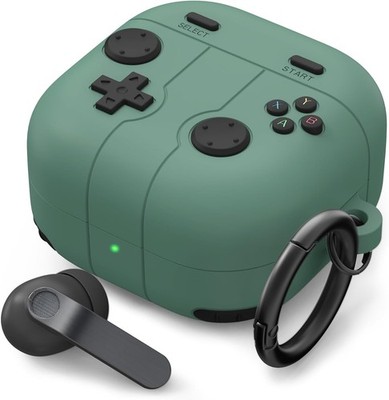 Retro Game Console Silicone Case for Samsung Galaxy Buds4 & Buds4 Pro D-Pine Gre