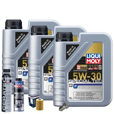Motoröl 5W30 LIQUI MOLY 3L+BOSCH Ölfilter+Spülung+Cera Tec+Ölablassschraube
