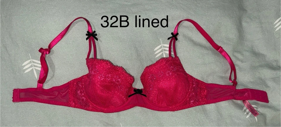 5 Винтажный 32B / 32C с подкладкой бюстгальтер Betsey Johnson лот кружева розовый, желтый и белый - Изображение 4 из 4