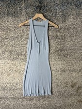 Reformation Dress Womens Small Blue Ribbed Knit Sleeveless Button Front Mini
