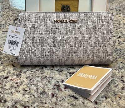 MICHAEL KORS JET SET Zip Around Travel Wallet 38R4GJ6E2B Vanilla