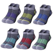 Boys Athletic Half Cushioned Ankle Socks Kids Cotton Sport Low 9-12 Years Grey
